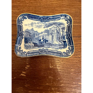 Vintage Grimwades Genoa Davenport Blue White Pin Dish Tray Made England
